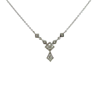 Vintage 14k White Gold Diamond Necklace 18"