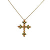 Estate 14k Yellow Gold, Citrine and Peridot Cross Pendant Necklace