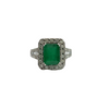 Estate Effy 14k White Gold Emerald and Diamond Ring