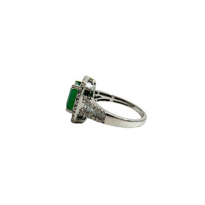 Estate Effy 14k White Gold Emerald and Diamond Ring