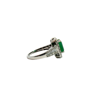 Estate Effy 14k White Gold Emerald and Diamond Ring