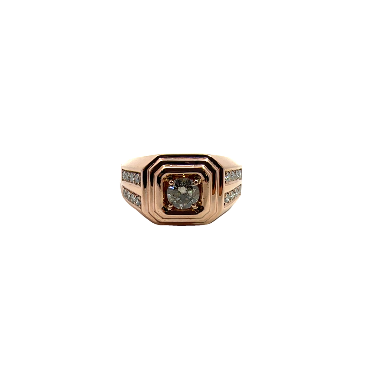 Estate Men&#39;s Diamond and 14k Rose Gold Ring