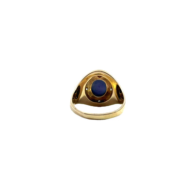 Estate Synthetic Star Sapphire and Diamond 10k Yellow Gold Ring