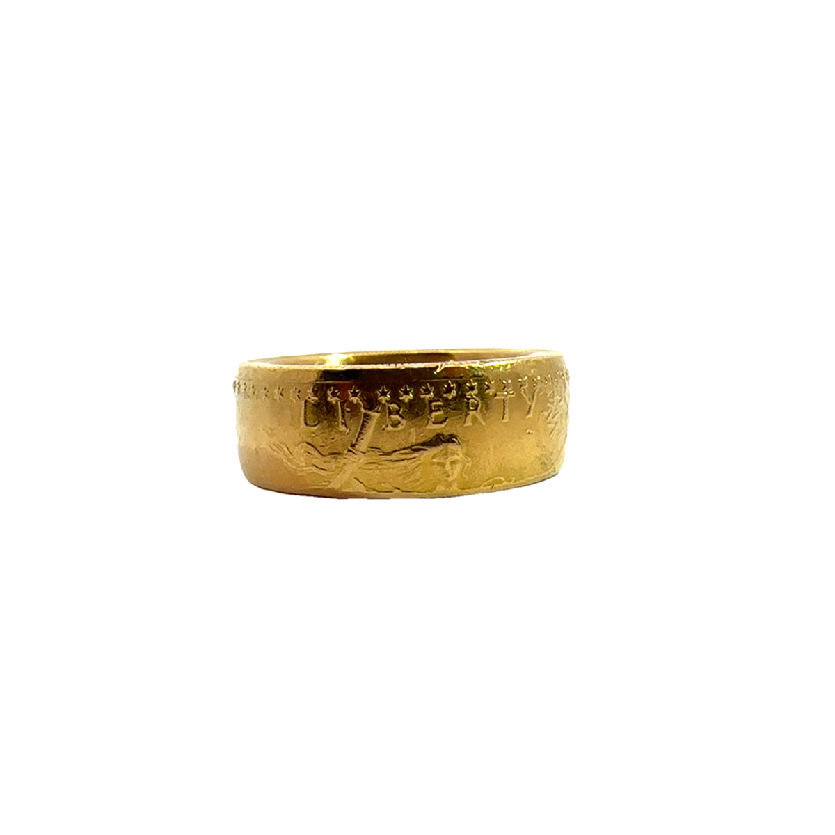 Estate Men&#39;s 22k Yellow Gold American Eagle Bullion Band Ring