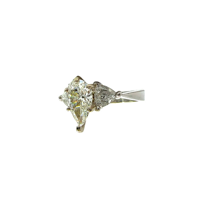 Estate 14k White Gold and Pear Cut Diamond Engagement Ring - 2.41 CTW