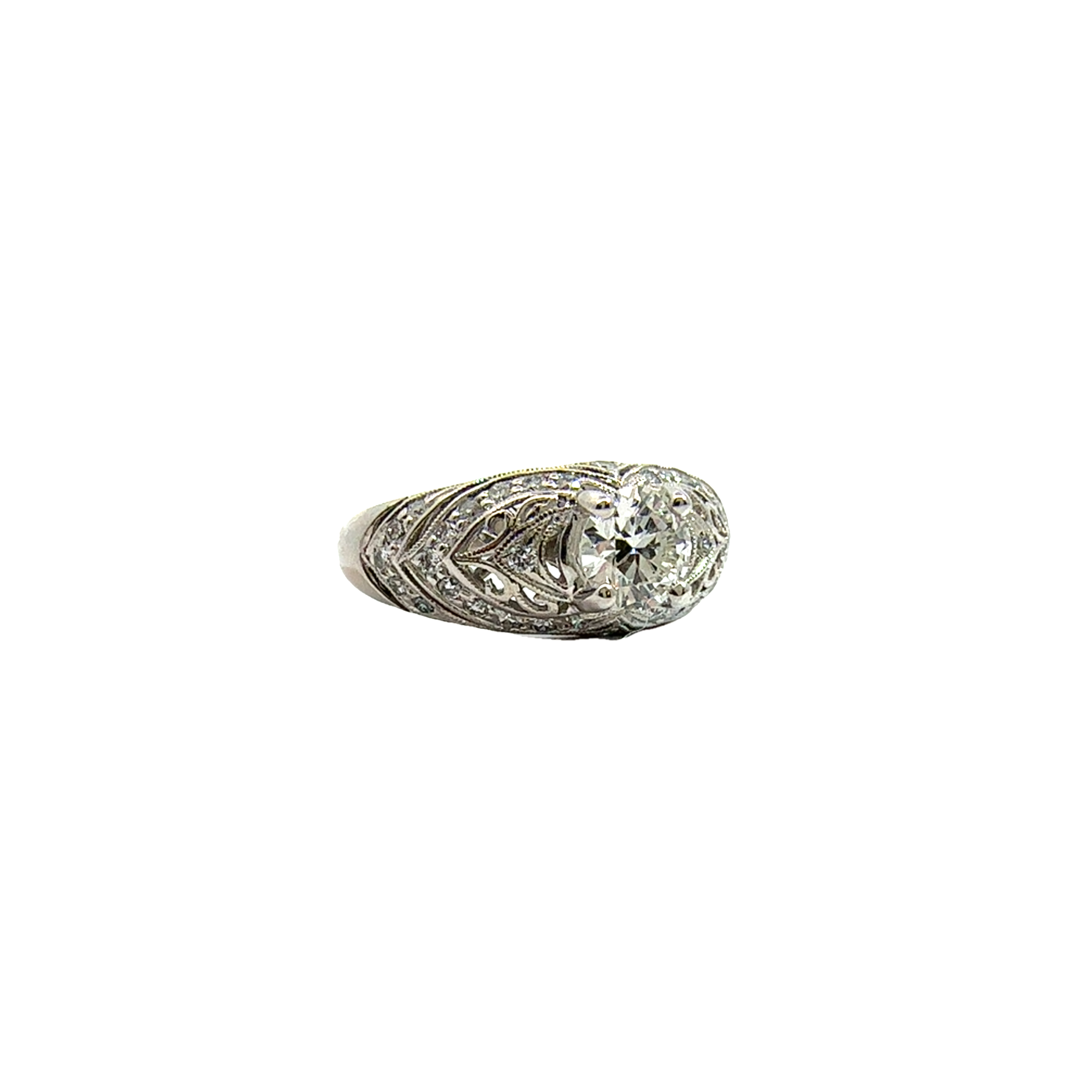 Vintage Diamond 14K White Gold Ring - 1.14 CTW