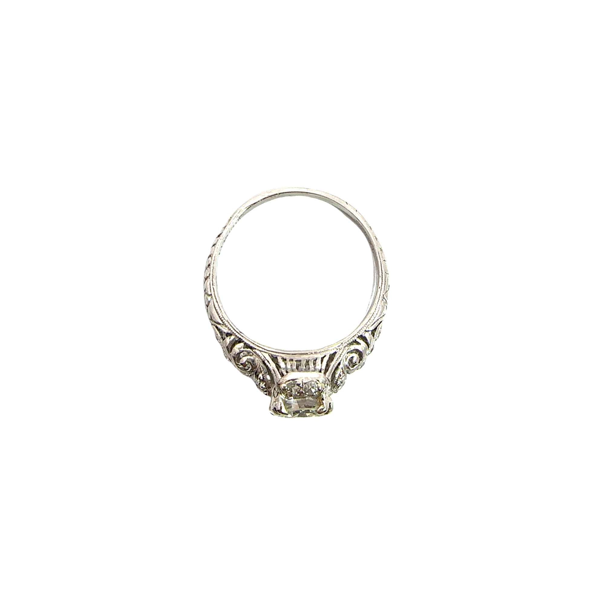 Vintage Platinum Filigree Design Diamond Ring - 1.30 CTW