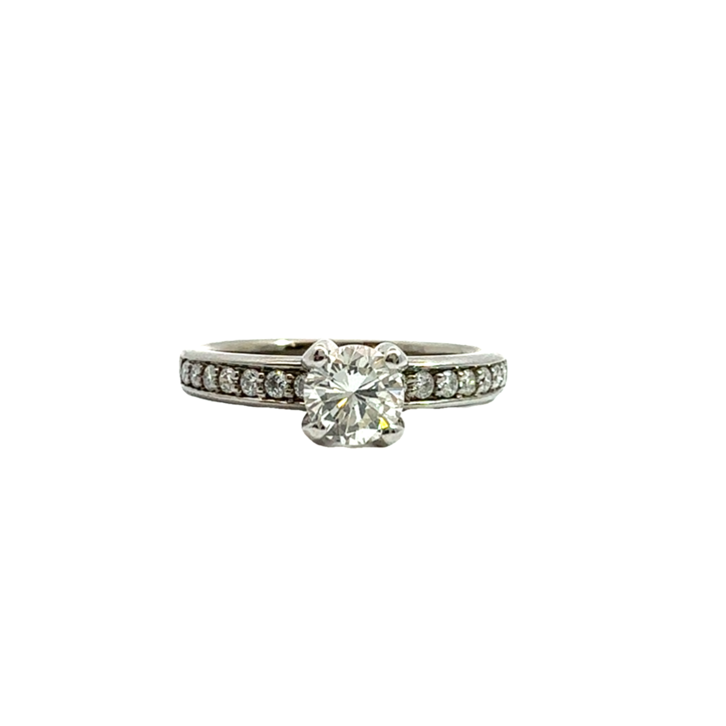 Estate 14k White Gold Round Brilliant Diamond Engagement Ring - 0.79 CTW