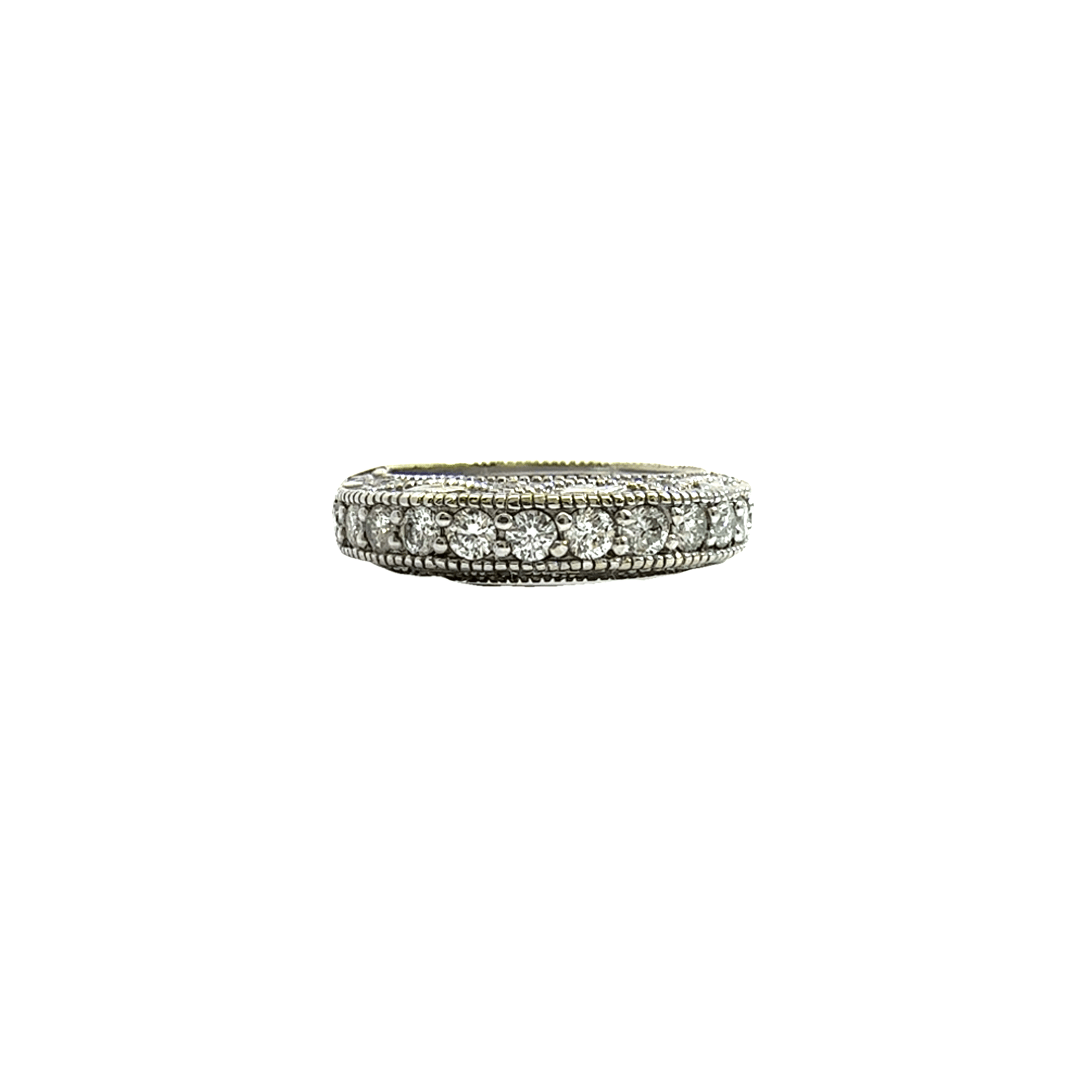 Estate 14k White Gold and Diamond-Studded Band - 1.03 CTW