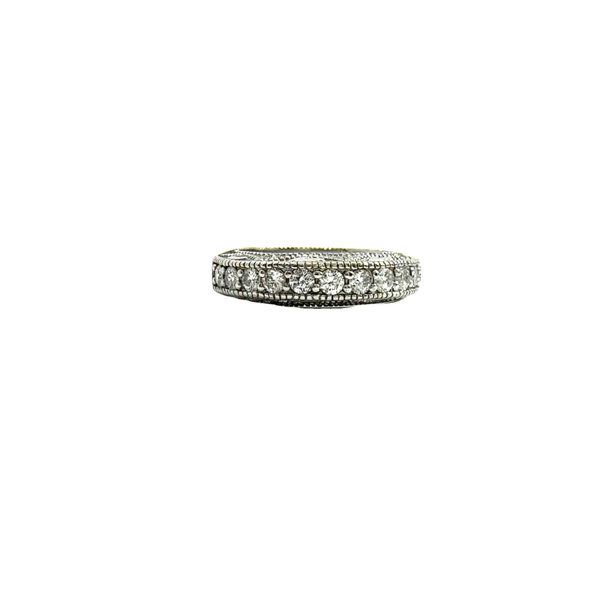 Estate 14k White Gold and Diamond-Studded Band - 1.03 CTW