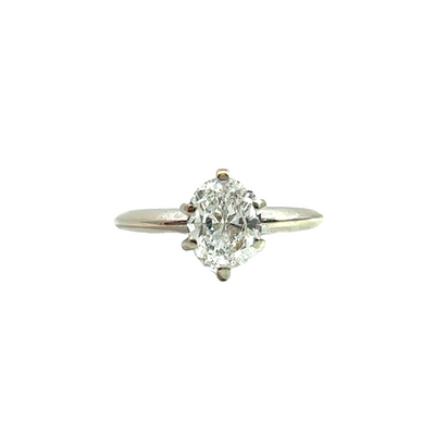 Estate 14k White Gold Oval Diamond Engagement Ring - 0.65 CTW