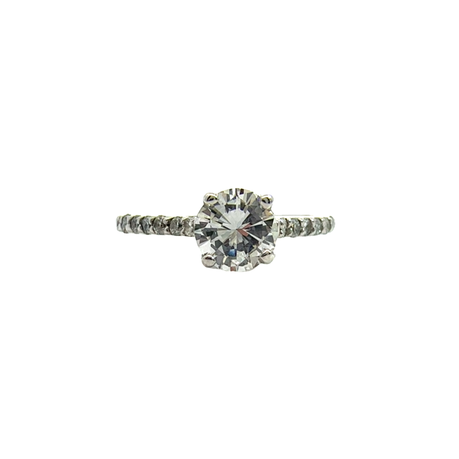 Estate 14k White Gold Round Brilliant Diamond Engagement Ring - 0.93 CTW