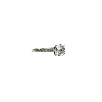 Estate 14k White Gold Round Brilliant Diamond Engagement Ring - 0.93 CTW