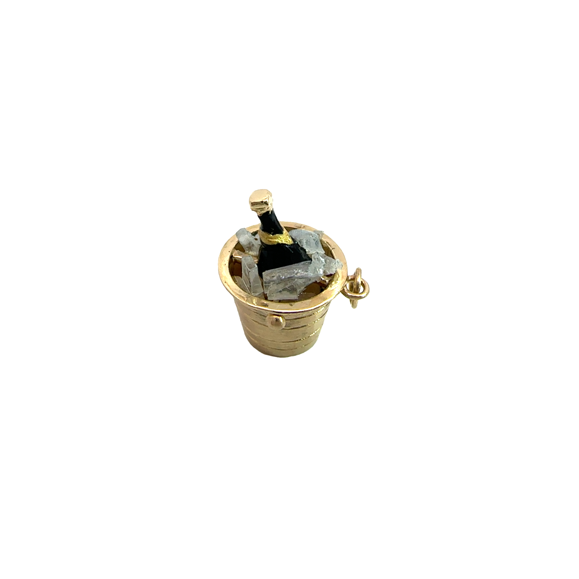 Vintage 14k Yellow Gold Champagne Bucket Charm Pendant