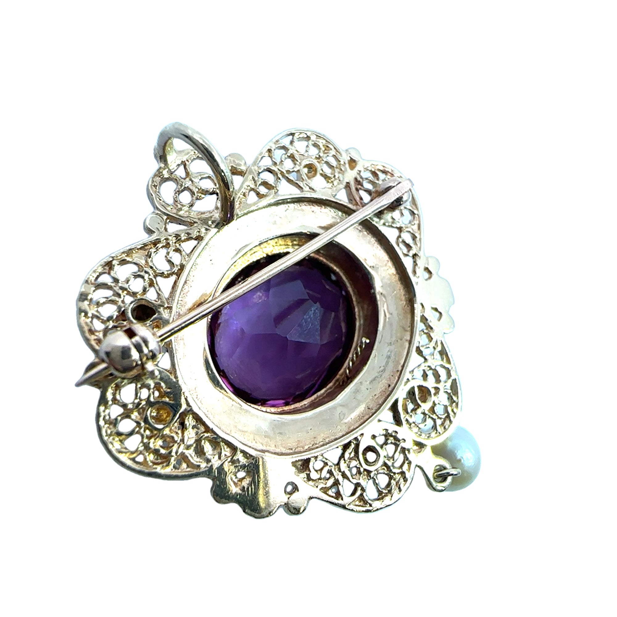 Vintage 14k Yellow Gold Lab Created Color Change Sapphire Brooch