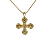 Estate Modern 14k Yellow Gold Cross Pendant Necklace 18"