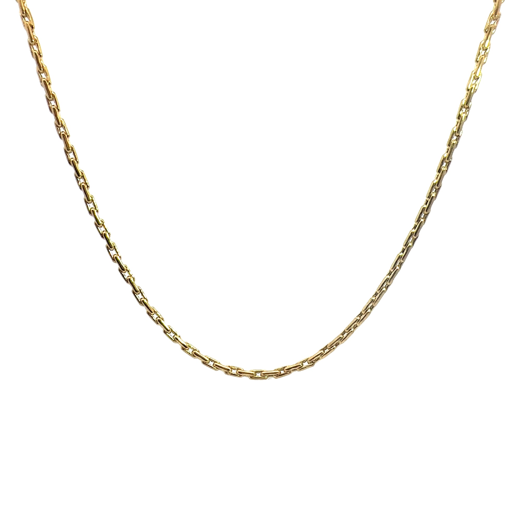 Estate 14k Yellow Gold Square Cable Link Chain Necklace 18"