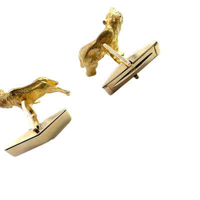 Estate 14K Yellow Gold Stock Market Bull and Bear Cufflinks