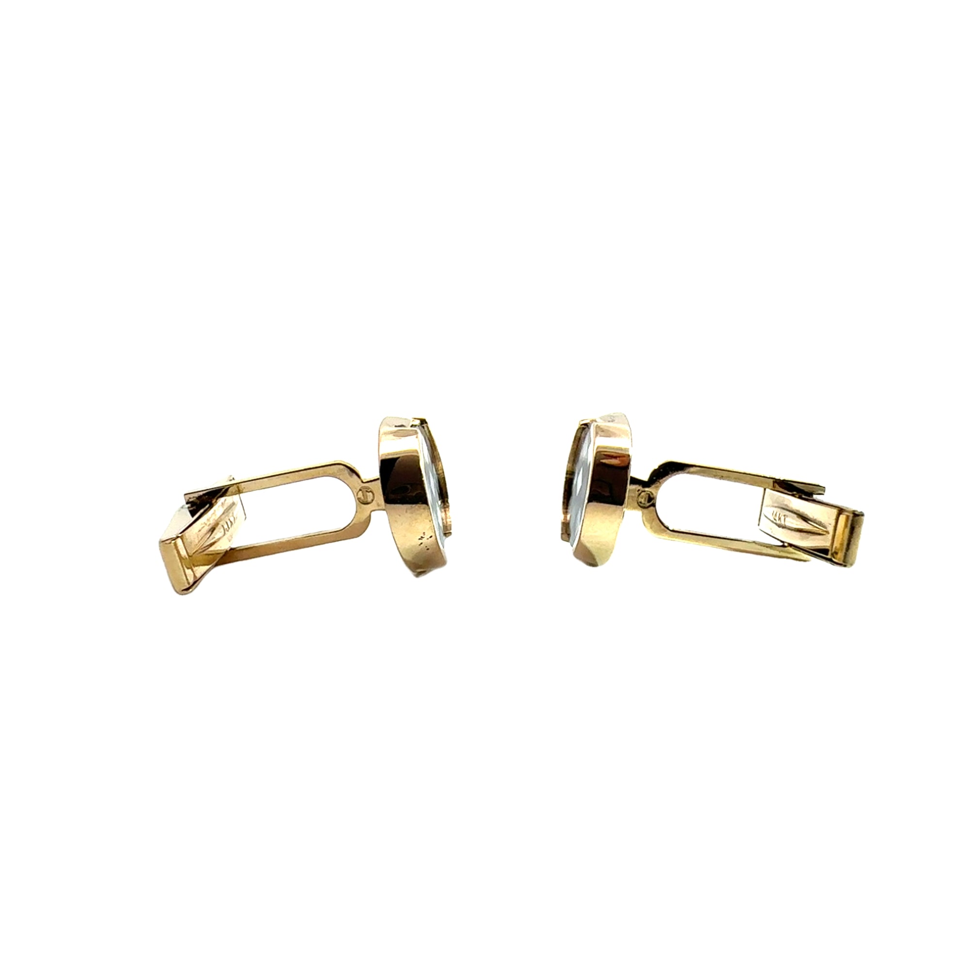 Estate Black and White Checkerboard Cufflinks in 14k Gold