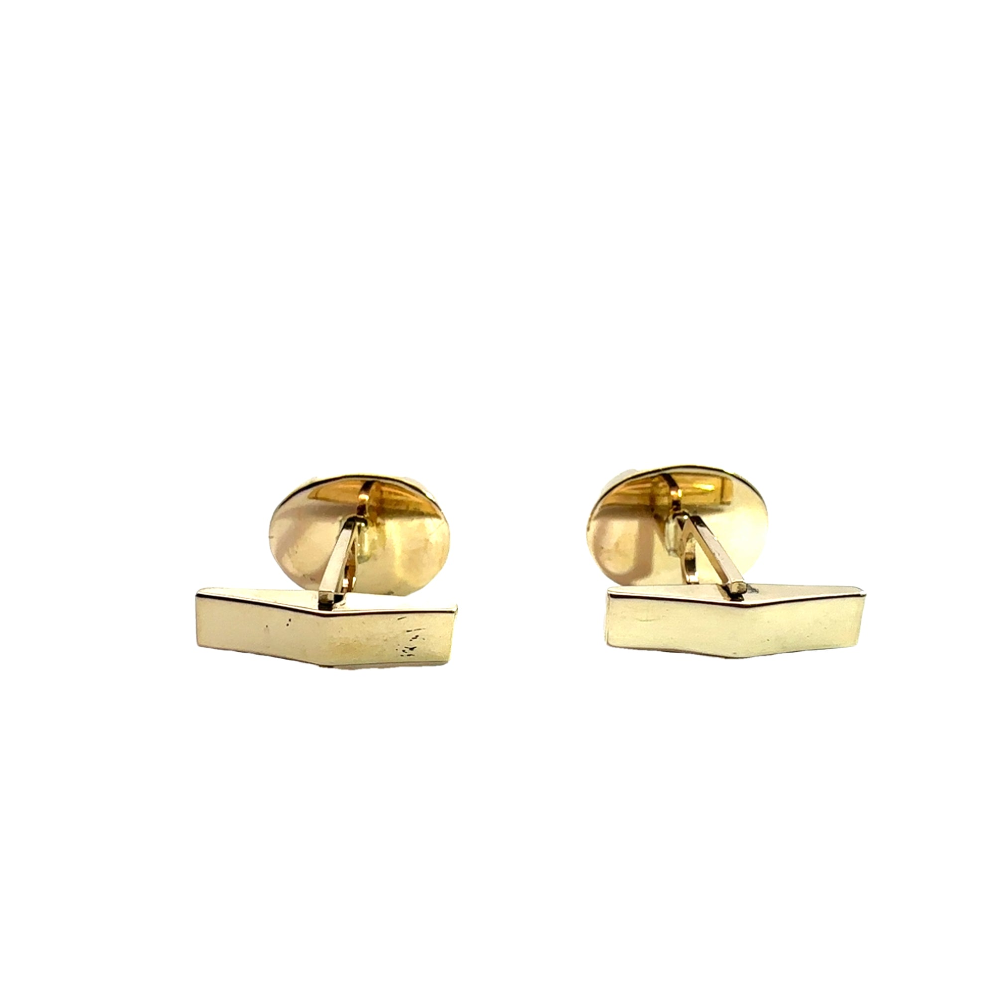 Estate Black and White Checkerboard Cufflinks in 14k Gold