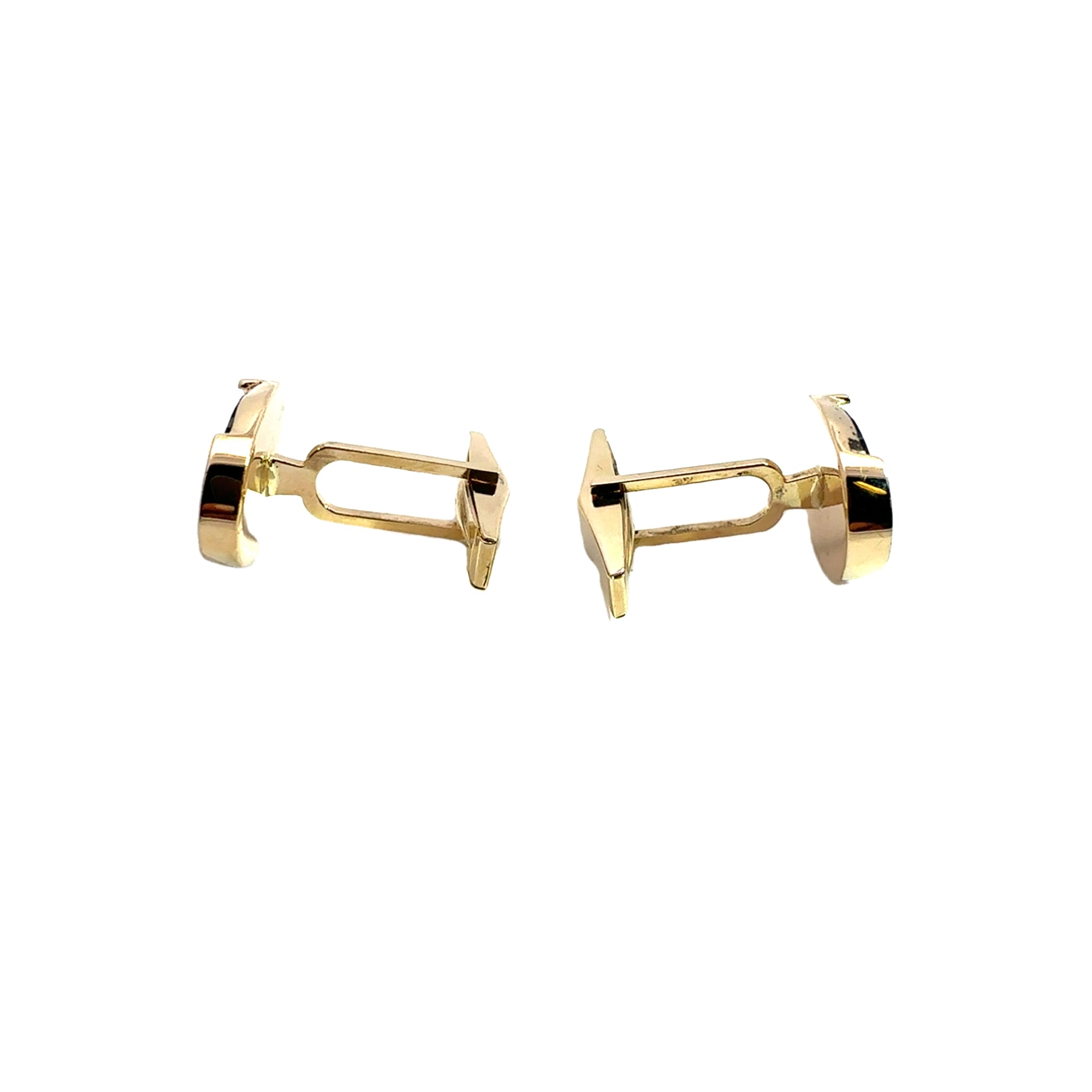 Estate Black and White Checkerboard Cufflinks in 14k Gold