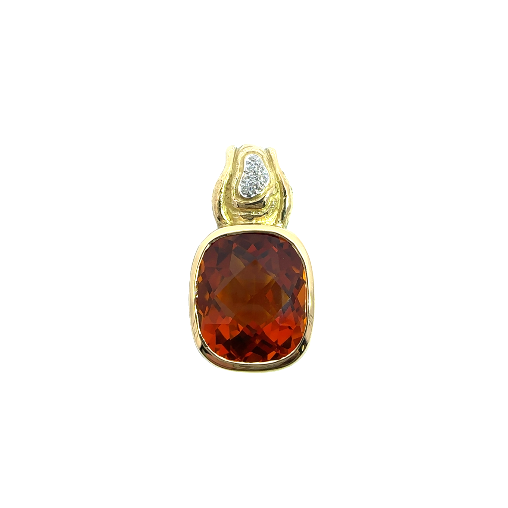 Vintage Golden Citrine 18k Yellow Gold Pendant