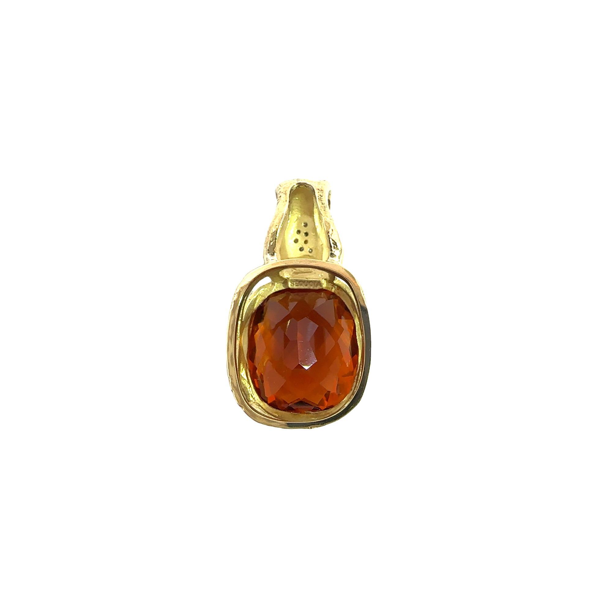 Vintage Golden Citrine 18k Yellow Gold Pendant