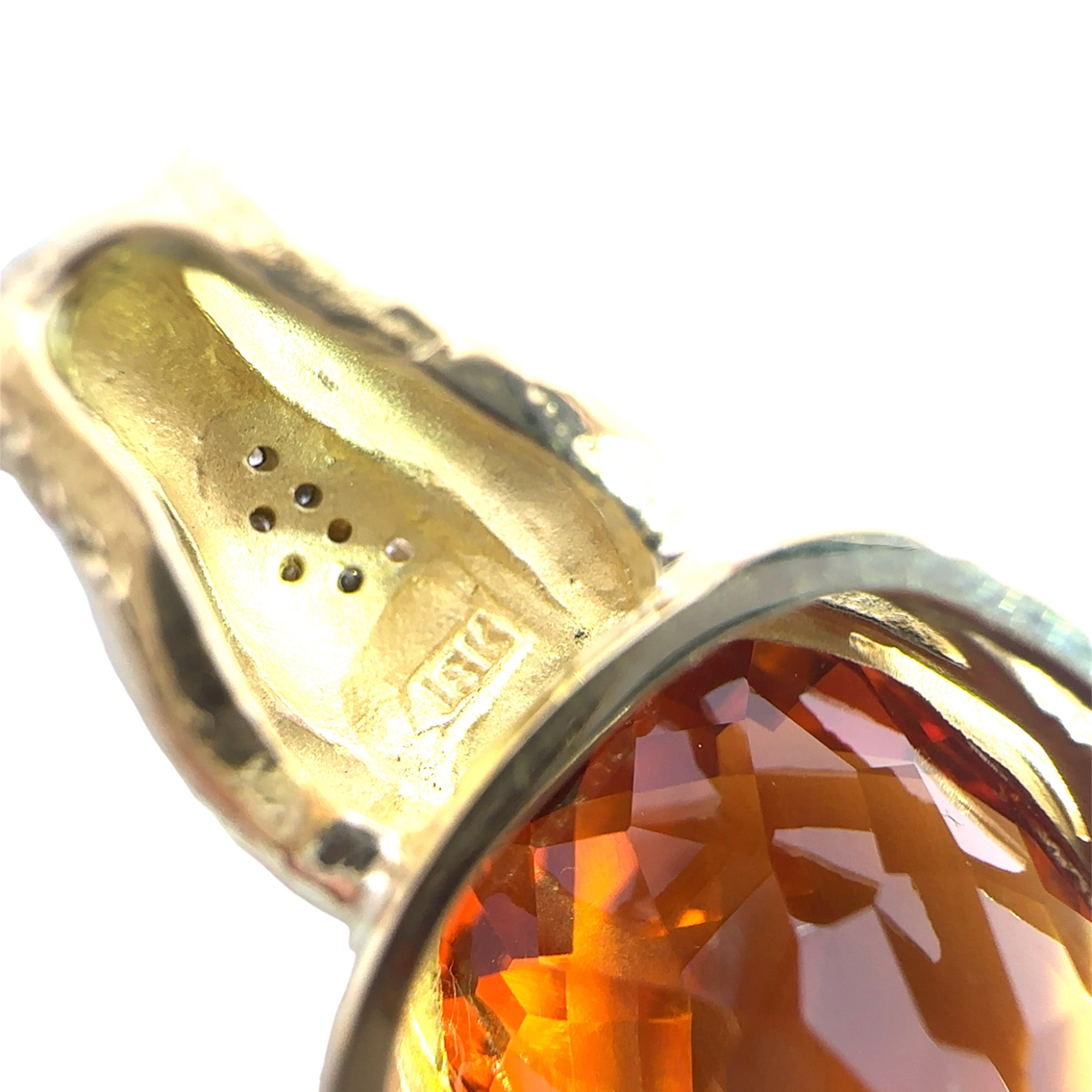 Vintage Golden Citrine 18k Yellow Gold Pendant