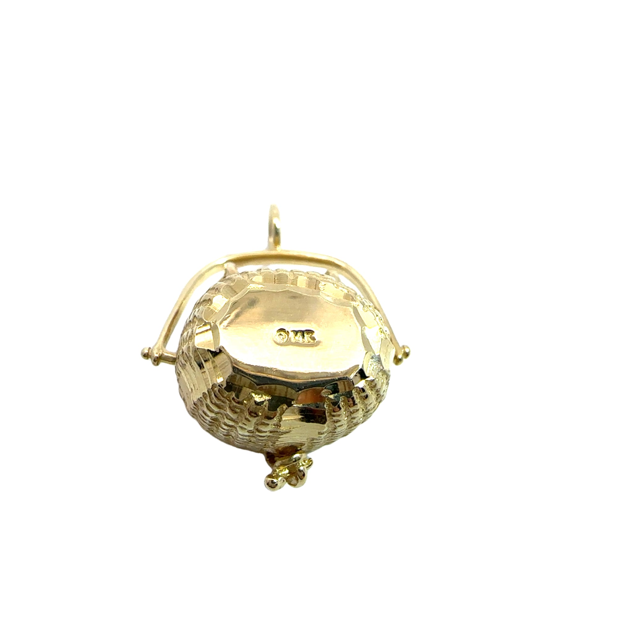 Vintage 14k Yellow Gold Basket Charm Pendant