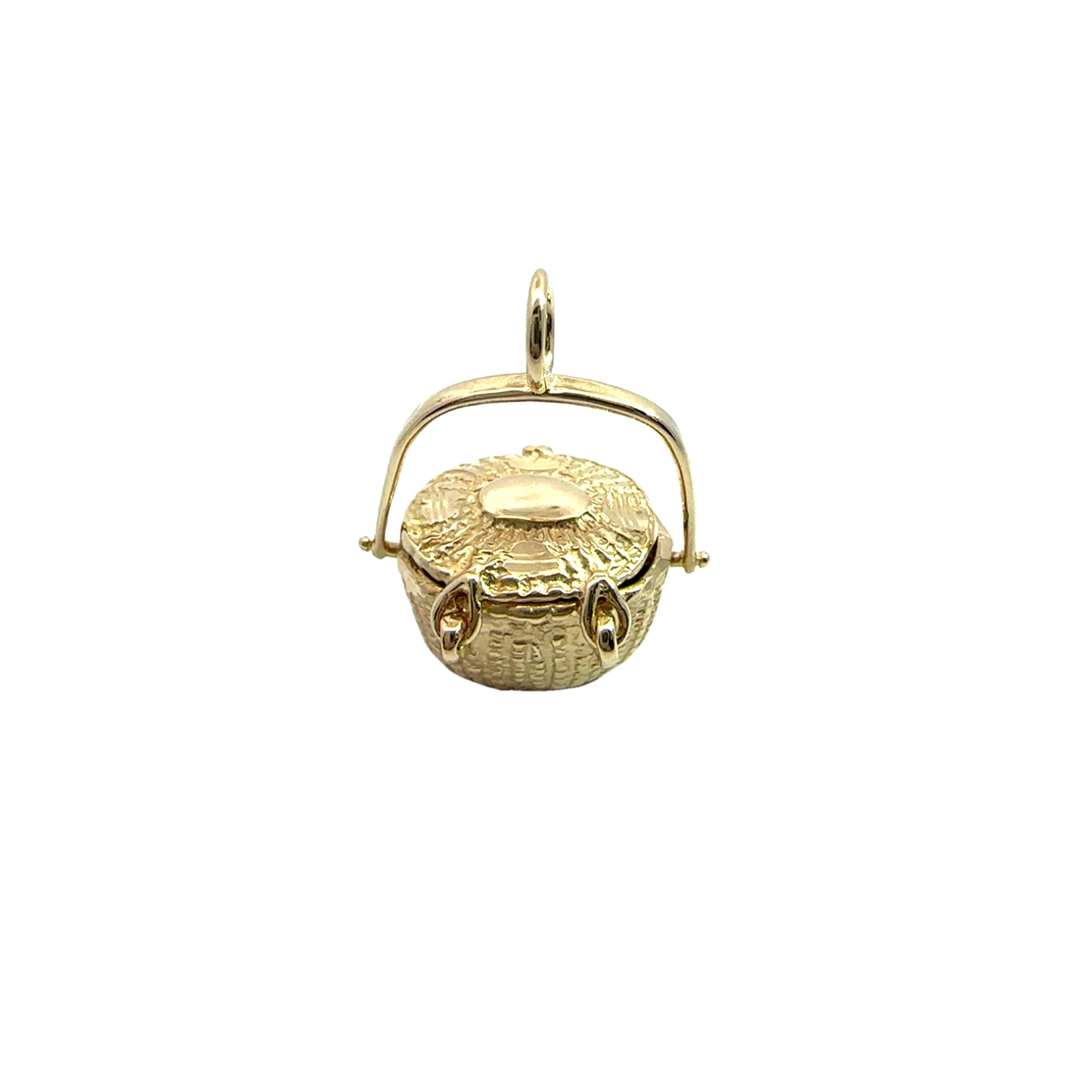 Vintage 14k Yellow Gold Basket Charm Pendant