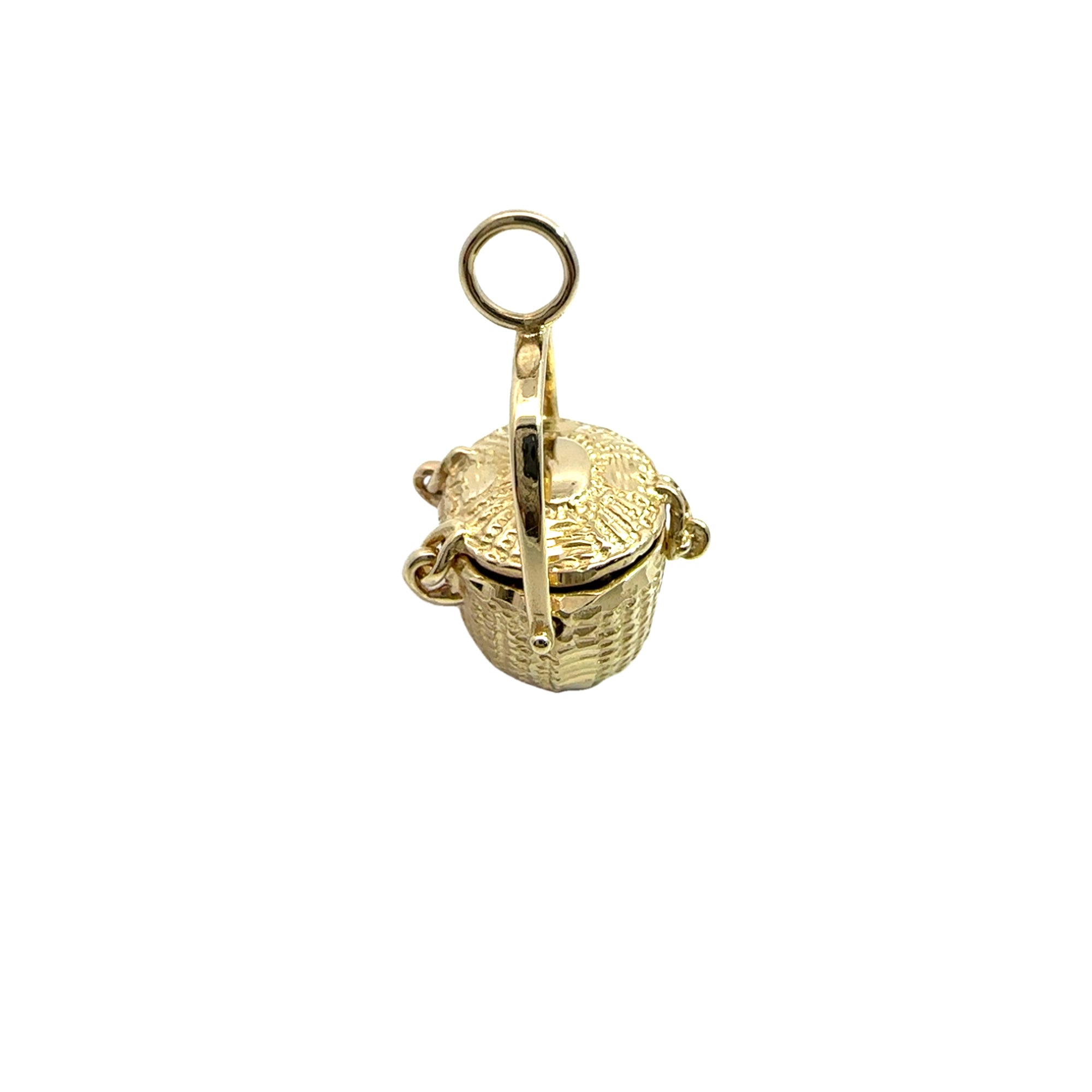 Vintage 14k Yellow Gold Basket Charm Pendant