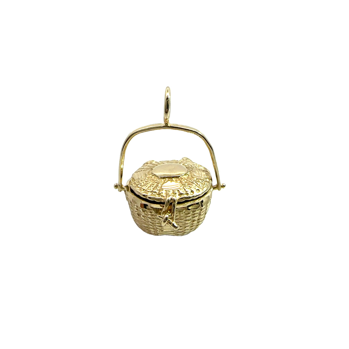 Vintage 14k Yellow Gold Basket Charm Pendant