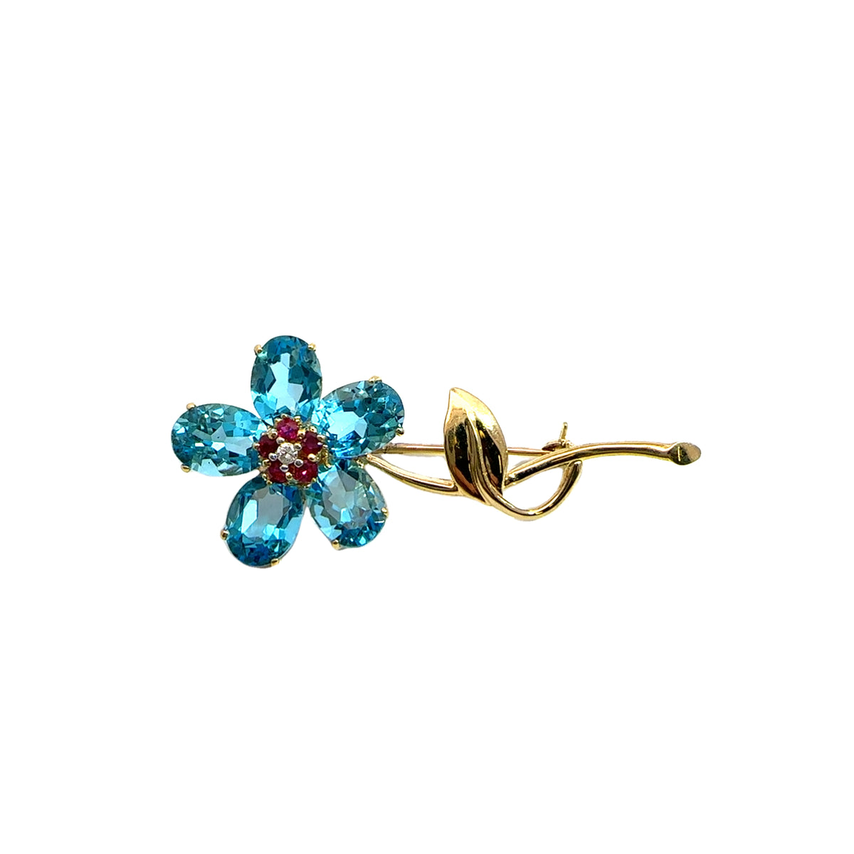 Estate 18k Yellow Gold Floral Brooch