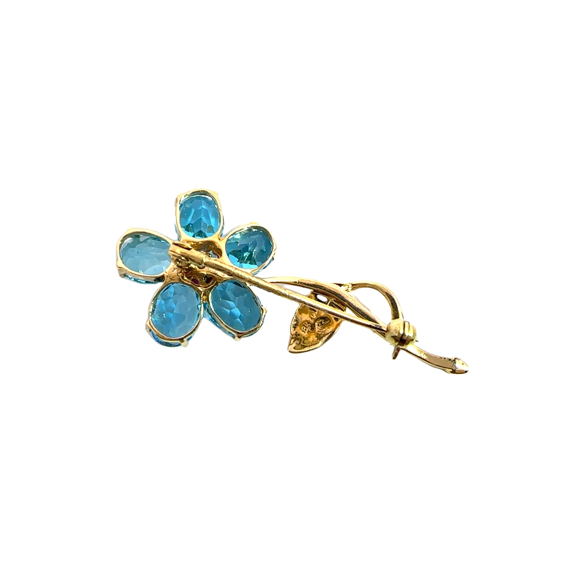 Estate 18k Yellow Gold Floral Brooch