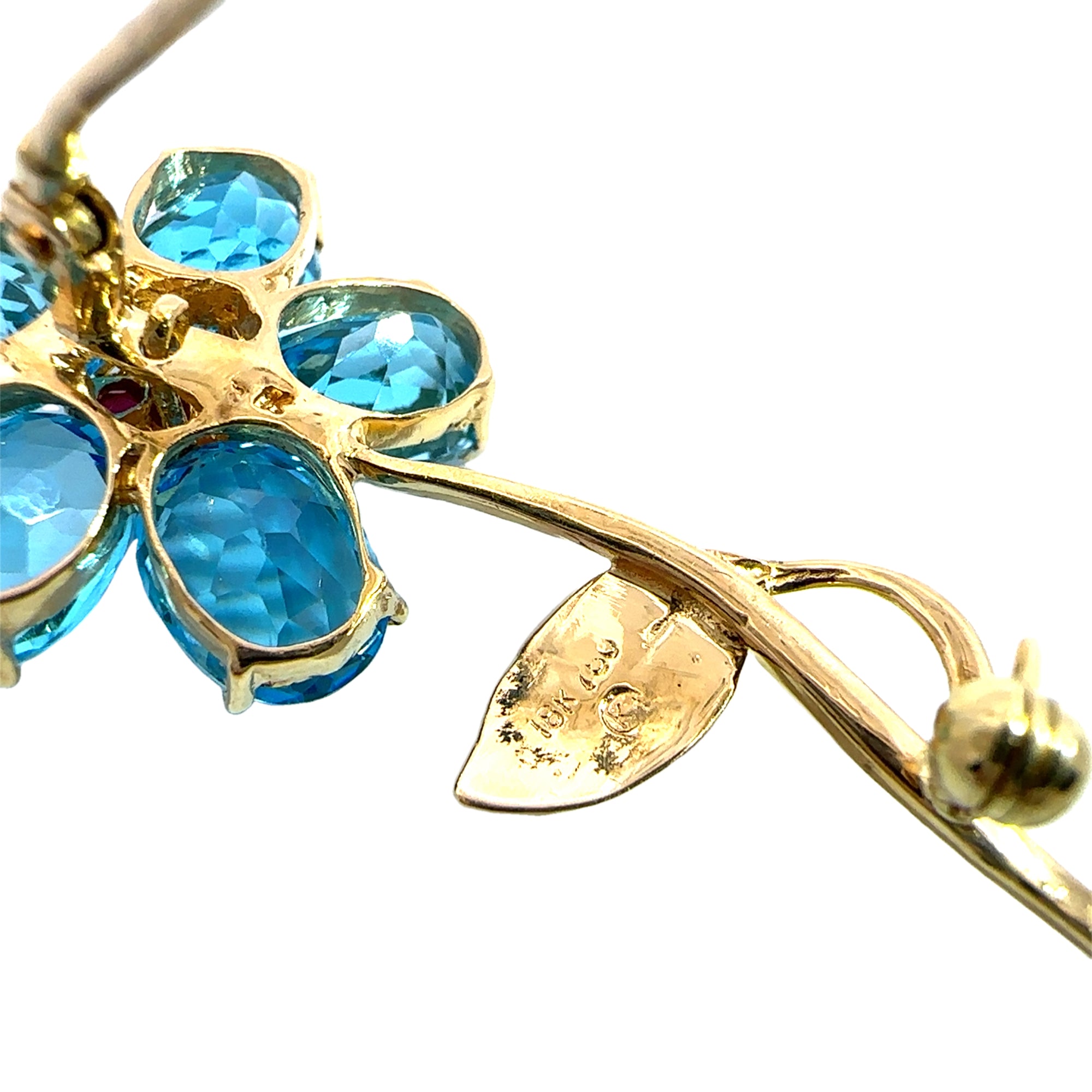 Estate 18k Yellow Gold Floral Brooch