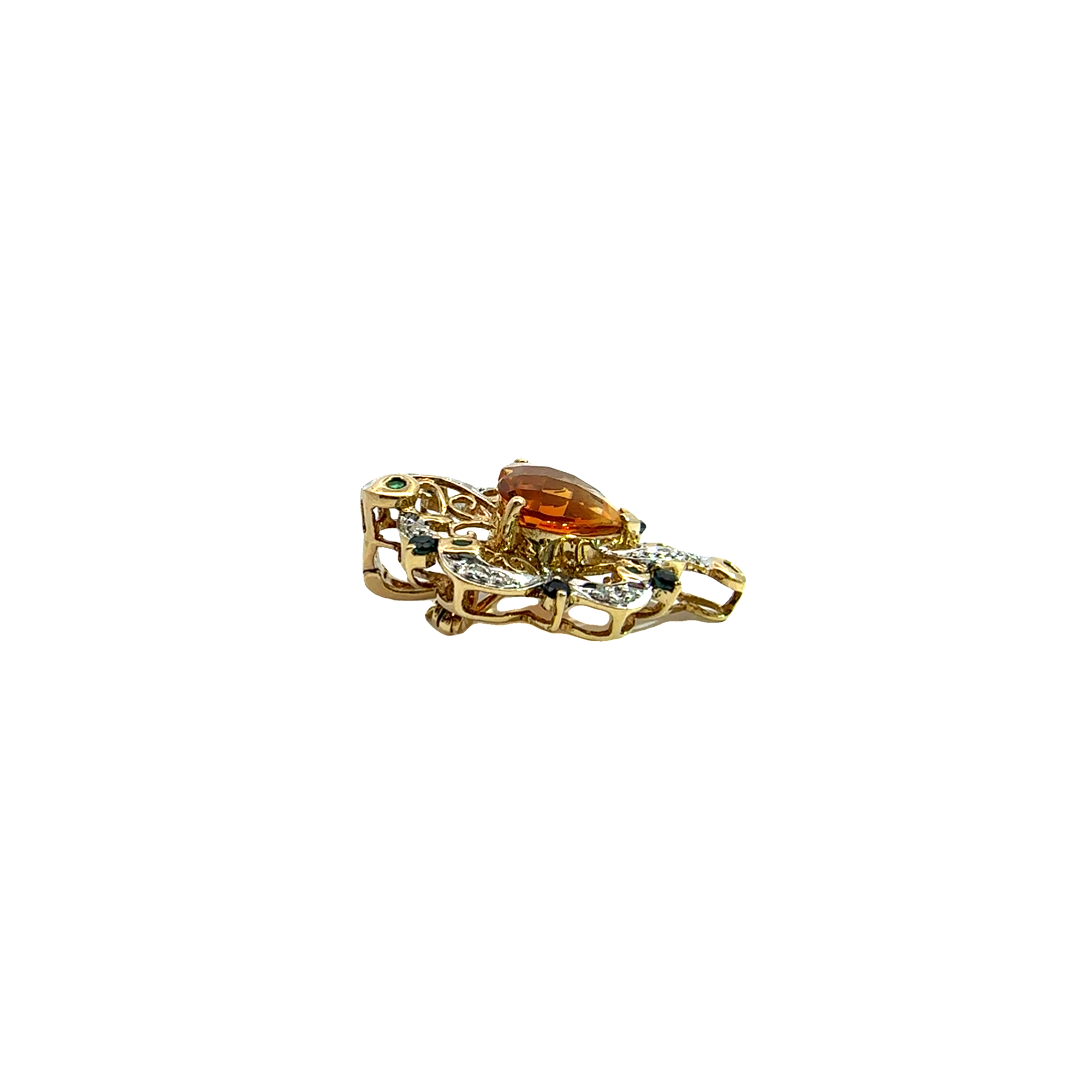 Vintage 18k Yellow Gold  Heart-Shaped Citrine Brooch