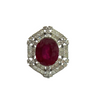 Estate 14k White Gold Ruby and Diamond Halo Ring