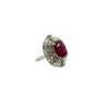 Estate 14k White Gold Ruby and Diamond Halo Ring