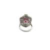 Estate 14k White Gold Ruby and Diamond Halo Ring