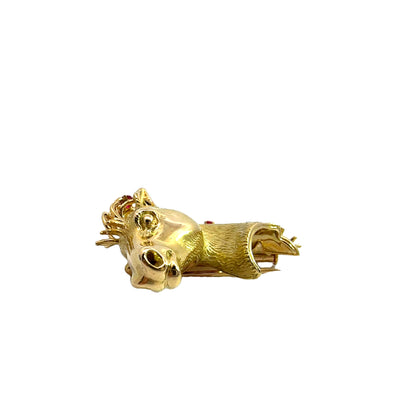 Estate 18k Yellow Gold Horse Head Brooch