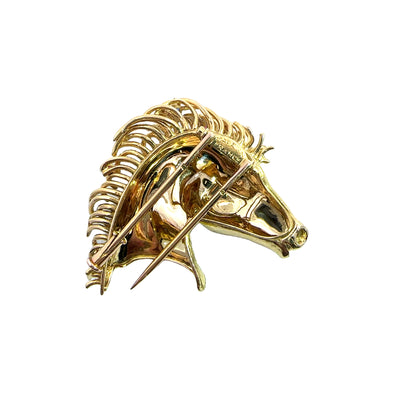 Estate 18k Yellow Gold Horse Head Brooch