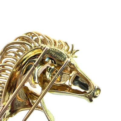 Estate 18k Yellow Gold Horse Head Brooch