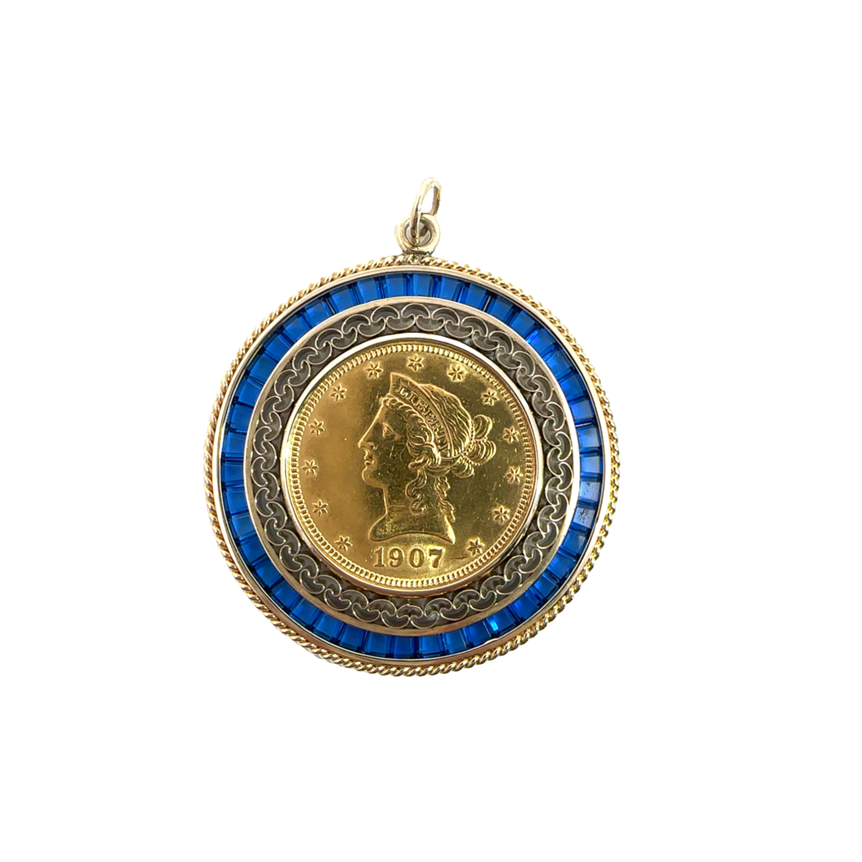 Vintage 14k Yellow Gold 1907 Liberty Head Coin Pendant