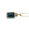 Estate 14k Yellow Gold Emerald Cut Topaz and Diamond Pendant Necklace 24"