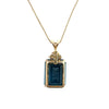 Estate 14k Yellow Gold Emerald Cut Topaz and Diamond Pendant Necklace 24"