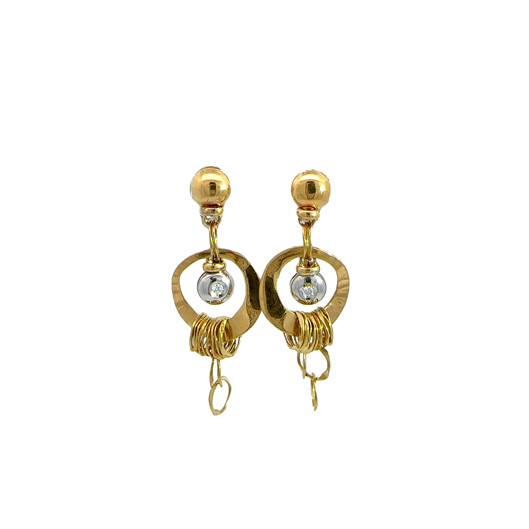 Orlando Orlandini Estate 18k Yellow and White Gold Dangle Earrings