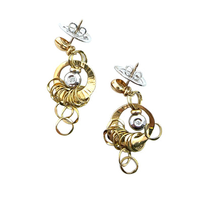 Orlando Orlandini Estate 18k Yellow and White Gold Dangle Earrings