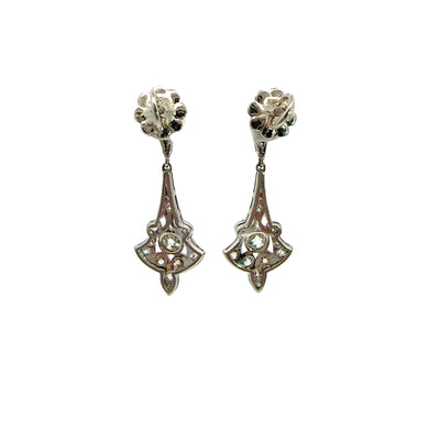 Estate Platinum and Diamond Drop Earrings