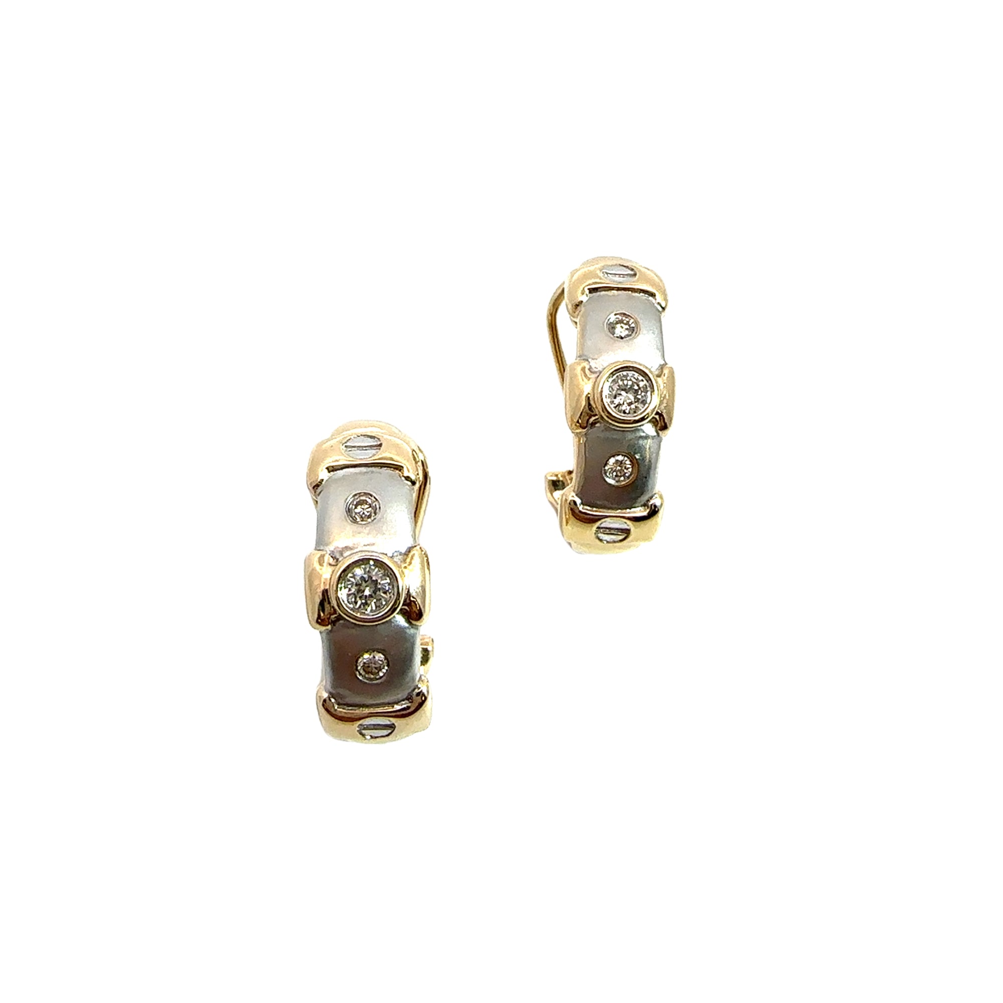 Estate Two-Tone 14k Gold and Diamond Earrings