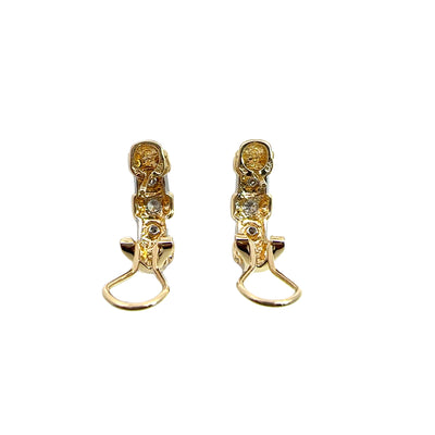 Estate Two-Tone 14k Gold and Diamond Earrings